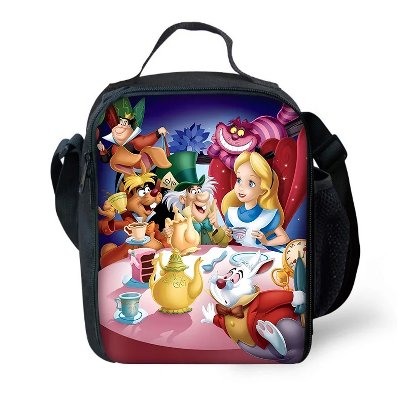 Disney Alice in Wonderland Child Insulated Large Capacity Bag Boy Girl Student Outdoor Picnic Resuable Thermal Cooler Lunch Box