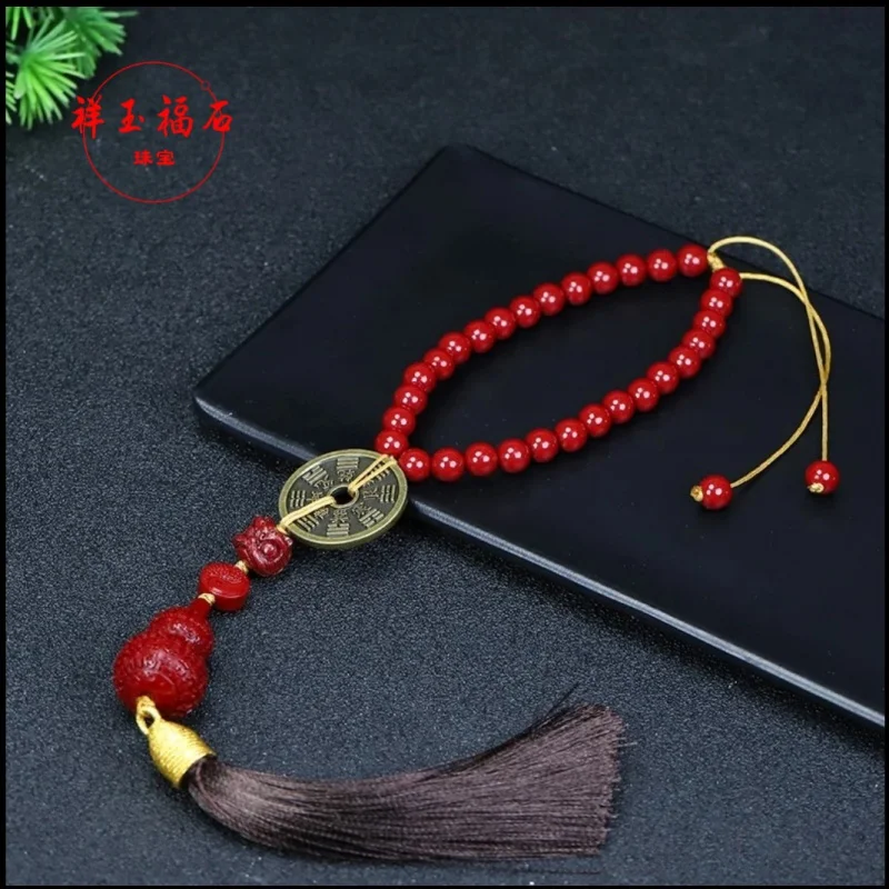 Mountain Ghost spending pendant purple gold sand gourd hanging lion copper coin with tassel exquisite car