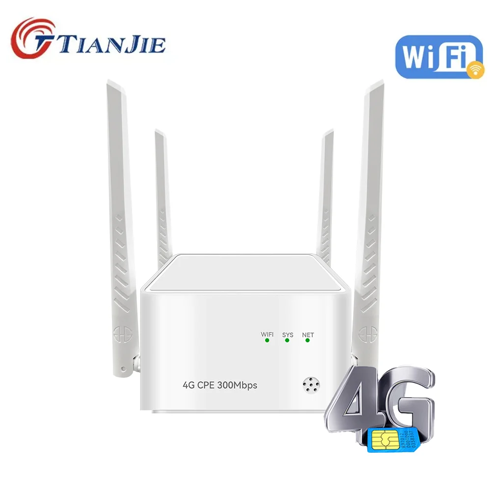 

300Mbps 4G Wifi Router Sim Card Wireless Modem Outdoor LTE Wi-Fi Bridge 5dBi 4 External Antennas Networking WAN/LAN Routers