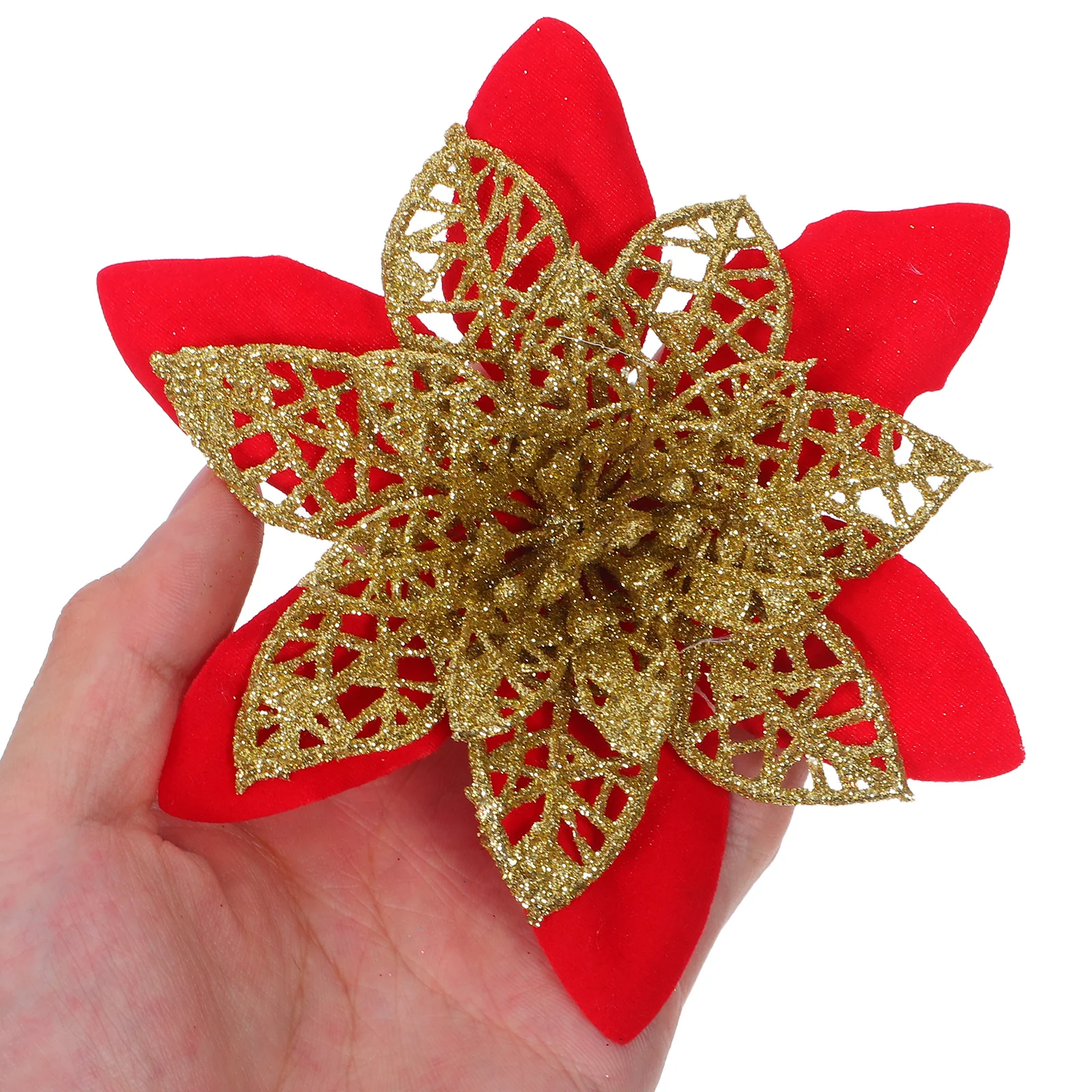 

20Pcs Christmas Fake Flowers Realistic Artificial Poinsettia for Tree Wreath Decor Holiday Indoor Outdoor Flower Decoration