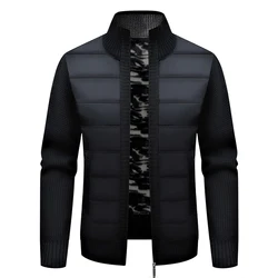 Winter Men Warm Cardigan Padded Jackets Fashion Men Fleece Lined knitwear Sweaters Cardigan Coats Men Windbreaker Knit Jacket