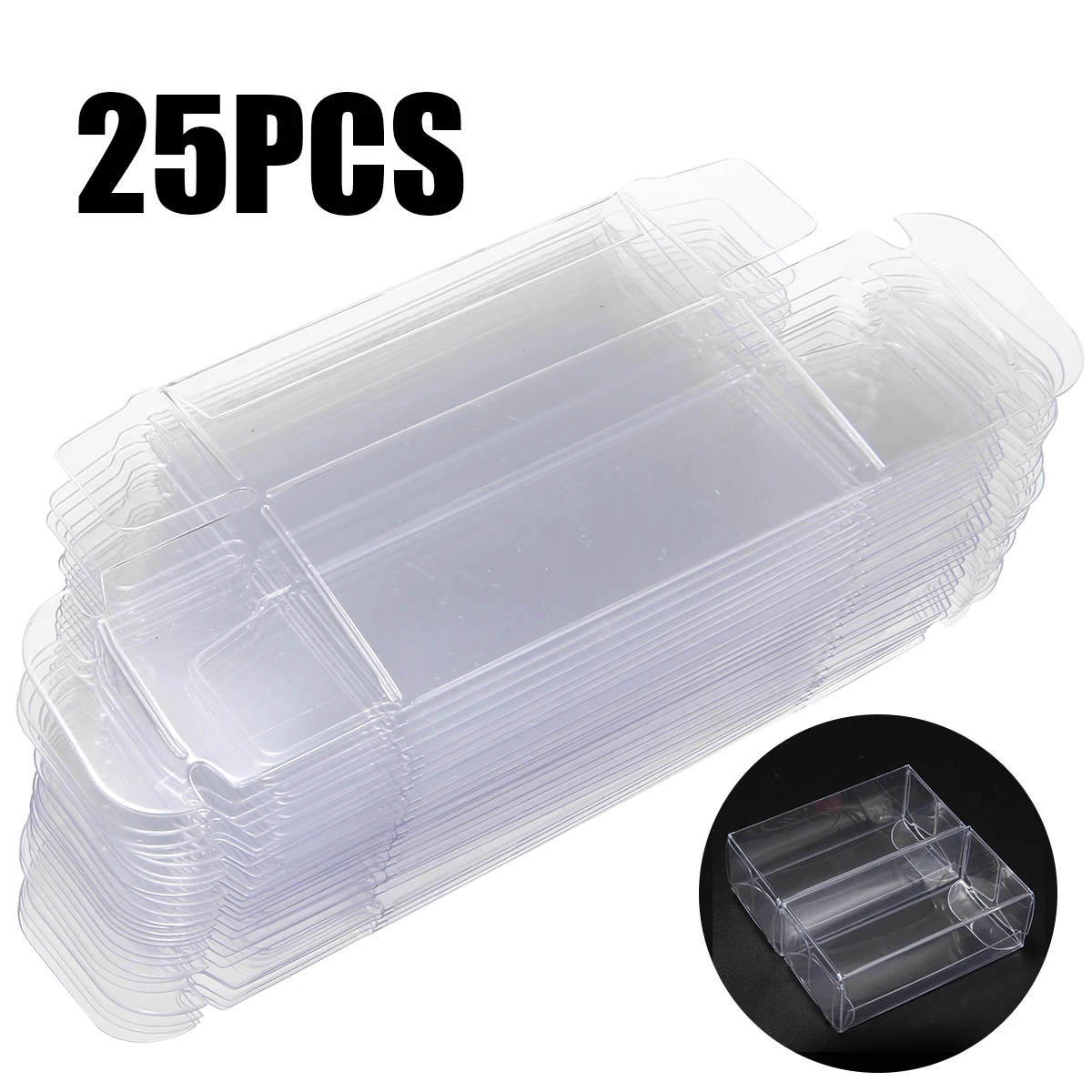 25pcs Clear Plastic PVC Suitable for 1/64 Diecast Car/Matchbox/Tomica/Toy Transparent Display Show Case Container Storage Box