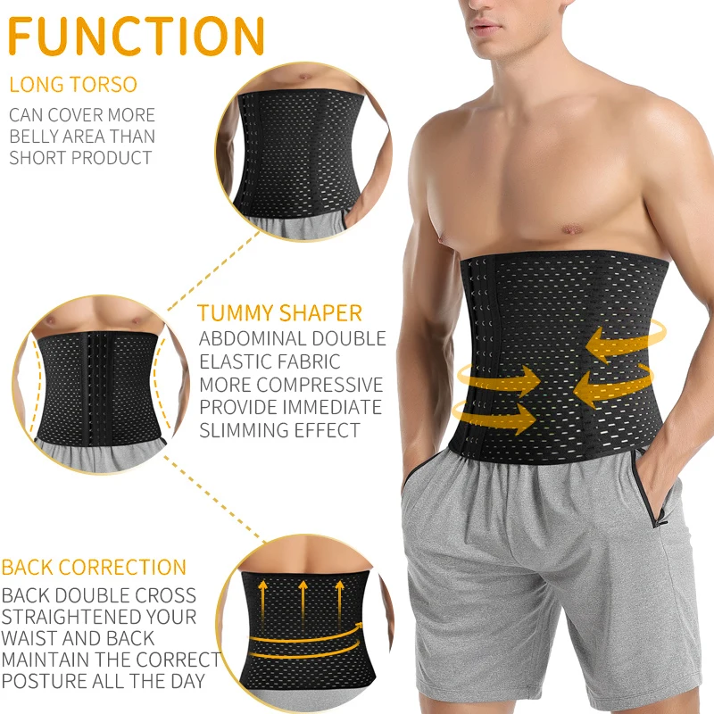 Men Slimming Body Shaper Waist Trainer Trimmer Belt Corset For Abdomen Belly Tummy Control Fitness Cincher Compression Shapewear