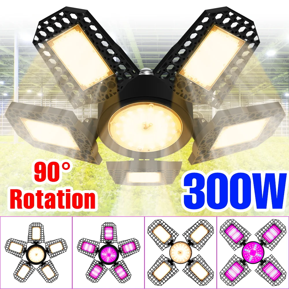 

300W Full Spectrum E27/E26 Grow Lamp LED Foldable Deformation Plant Fill Light Greenhouse Tent Vegs Flower Cultivation Lighting
