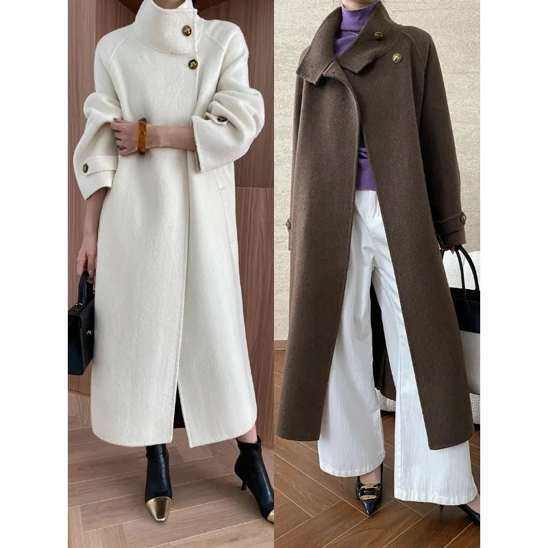 

FRAYA LAB черное двустороннее шерстяное пальто для женщин, новинка 2026, осенне-зимнее темпераментное шерстяное пальто в стиле Хепберн для похудения