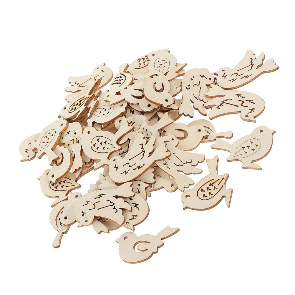 

150Pcs Wooden Bird Hanging Ornaments Hand-Painted Home Decoration for DIY Crafts Living Room Bedroom Kids Room