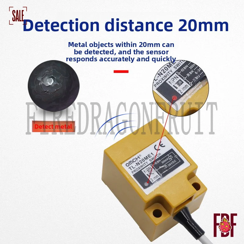 Square Inductive Proximity SensorSwitch 12V 3-Wire PNP Normally Open Metal Housing Industrial Automation