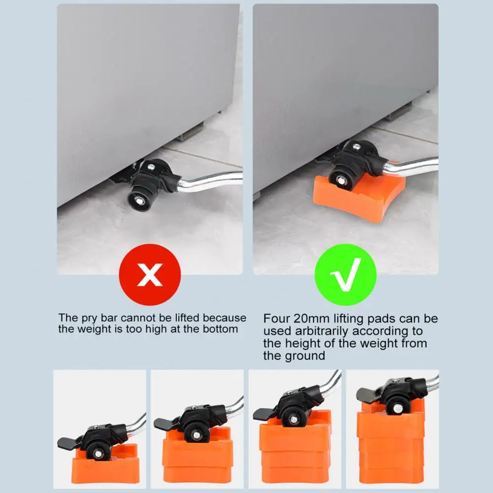 Easy Furniture Moving Tool Furniture Mover Set Furniture Lifter Mover Tool Set with Crowbar Heightening Block Heavy Duty