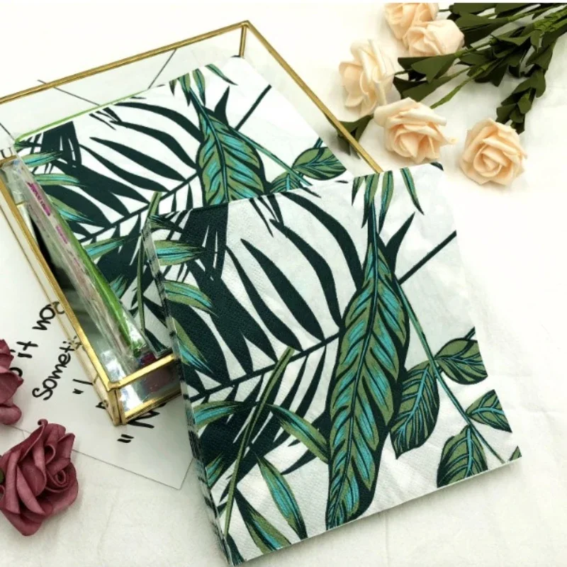 20pcs/Pac 33cm 2-Ply New Colorful Printed Napkins Palm Leaf Hotel Party Decoration Paper Placemat DIY Butterfly Bone Bart Paper