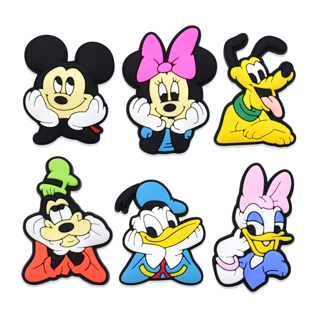 6Pcs set Cute Cartoon Mickey series PVC Shoe Charms  Removable Hole Shoe Decor Classic Animal Figures cute Shoe Ornament