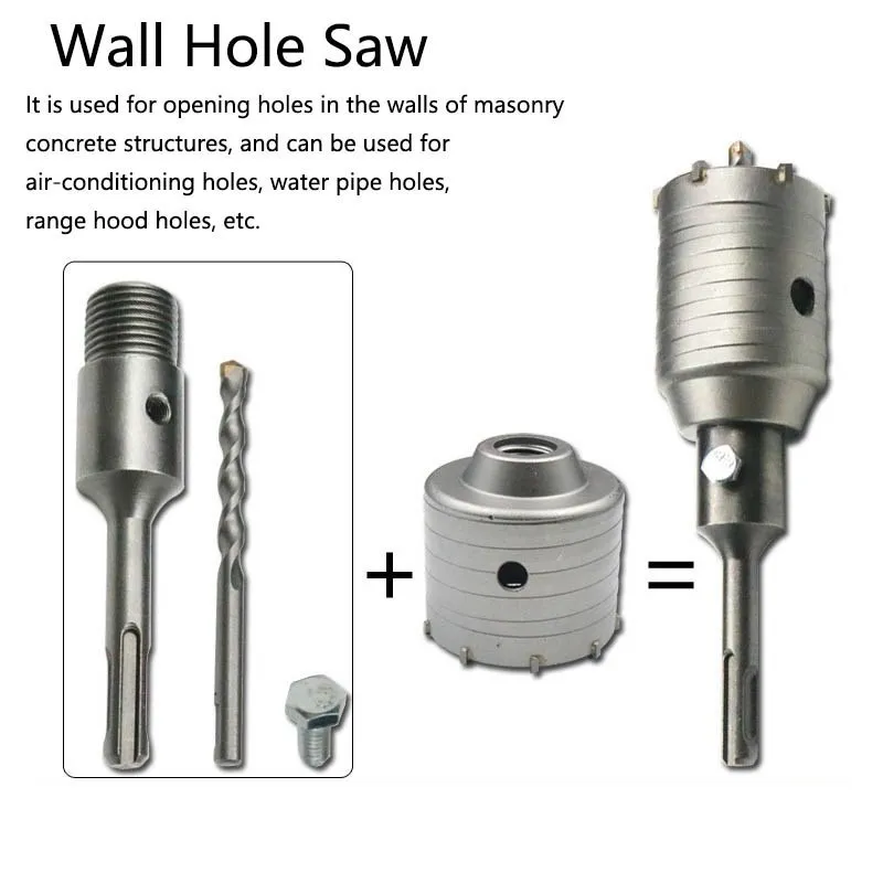 1Pcs 30-160mm Concrete Hole Saw Electric Carbide Core Drill Bit For Cement Stone Wall Air Conditioner Water Pipe Punching Tool