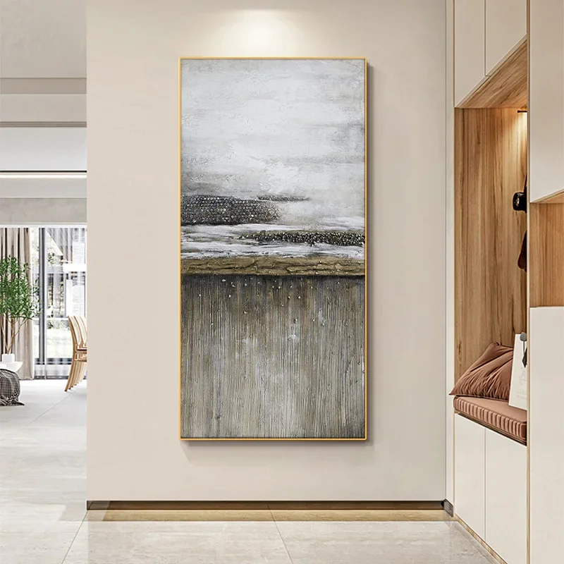 Hand-painted oil painting extreme poverty wabi-sabi wind large living room decorative painting