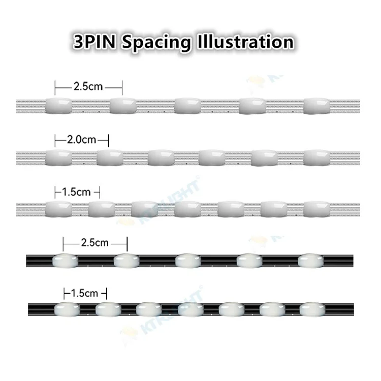 3Pin DC5V/12V 1000ct-5000ct Pixels 1.5cm or 2.5cmcm Pitch WS2811 LED Seed Pixel String Light RGB IC Addressable Full Color IP68