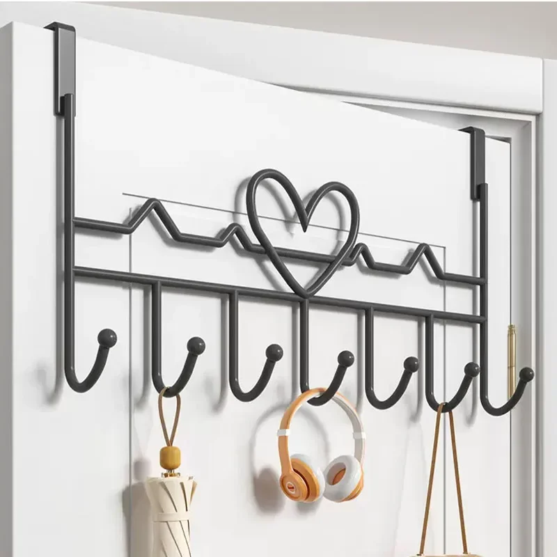 New Heart-shaped Door Behind Hook Storage Wall Hanging Clothes Punch-free Hanger Hook Bedroom Storage Organizer Accessories