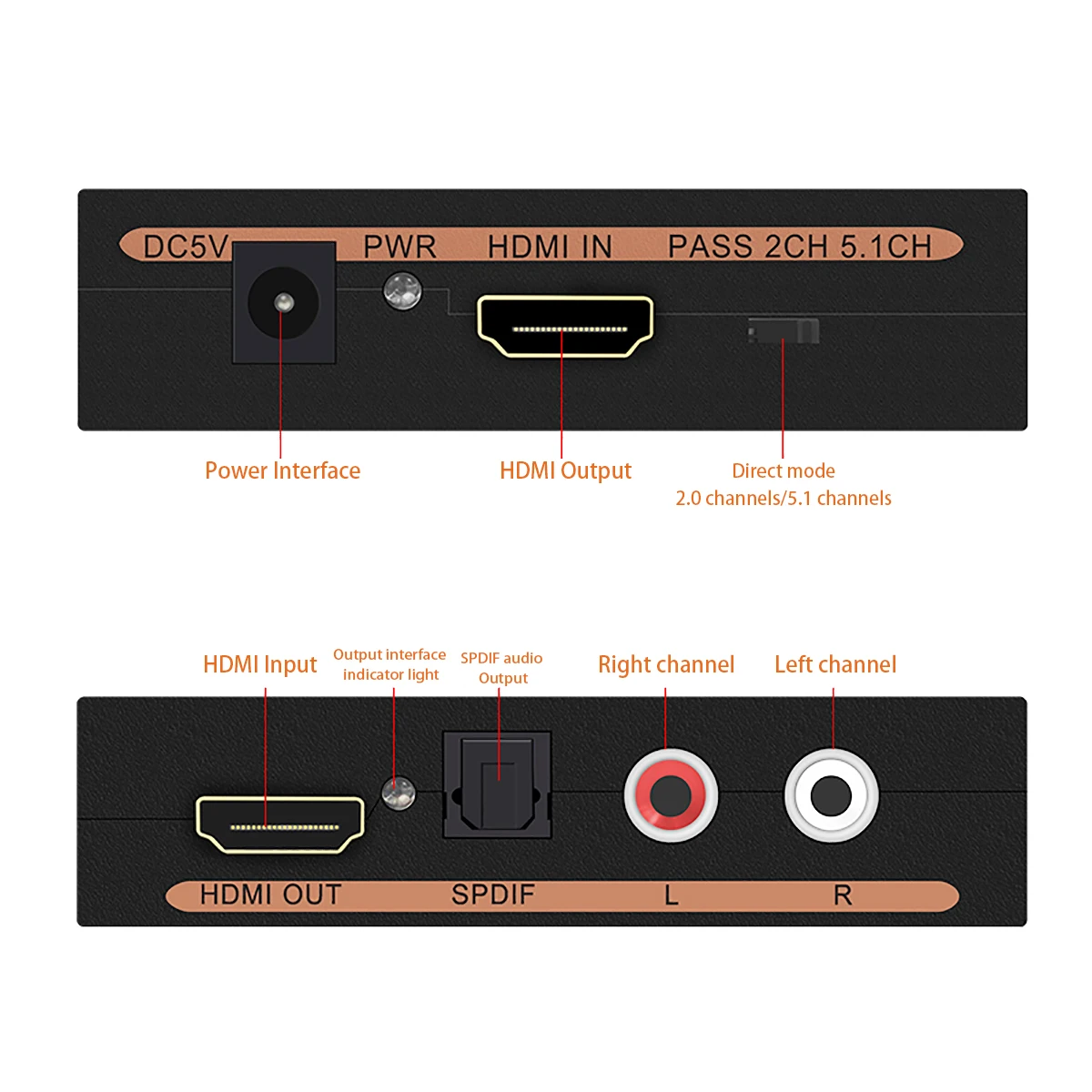 HDMI Audio Extractor 1080P HDMI to Optical Audio Adapter Splitter Converter supports 2CH Dolby Digital