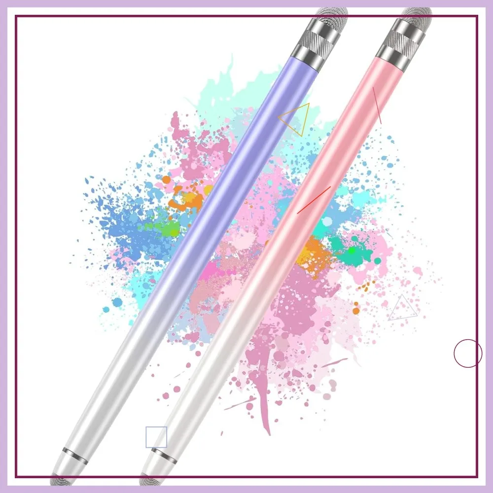 

2-Pack Touch Screen Stylus Pens for iPhone, iPad, Android Tablets, Microsoft Surface - White Pink/Purple