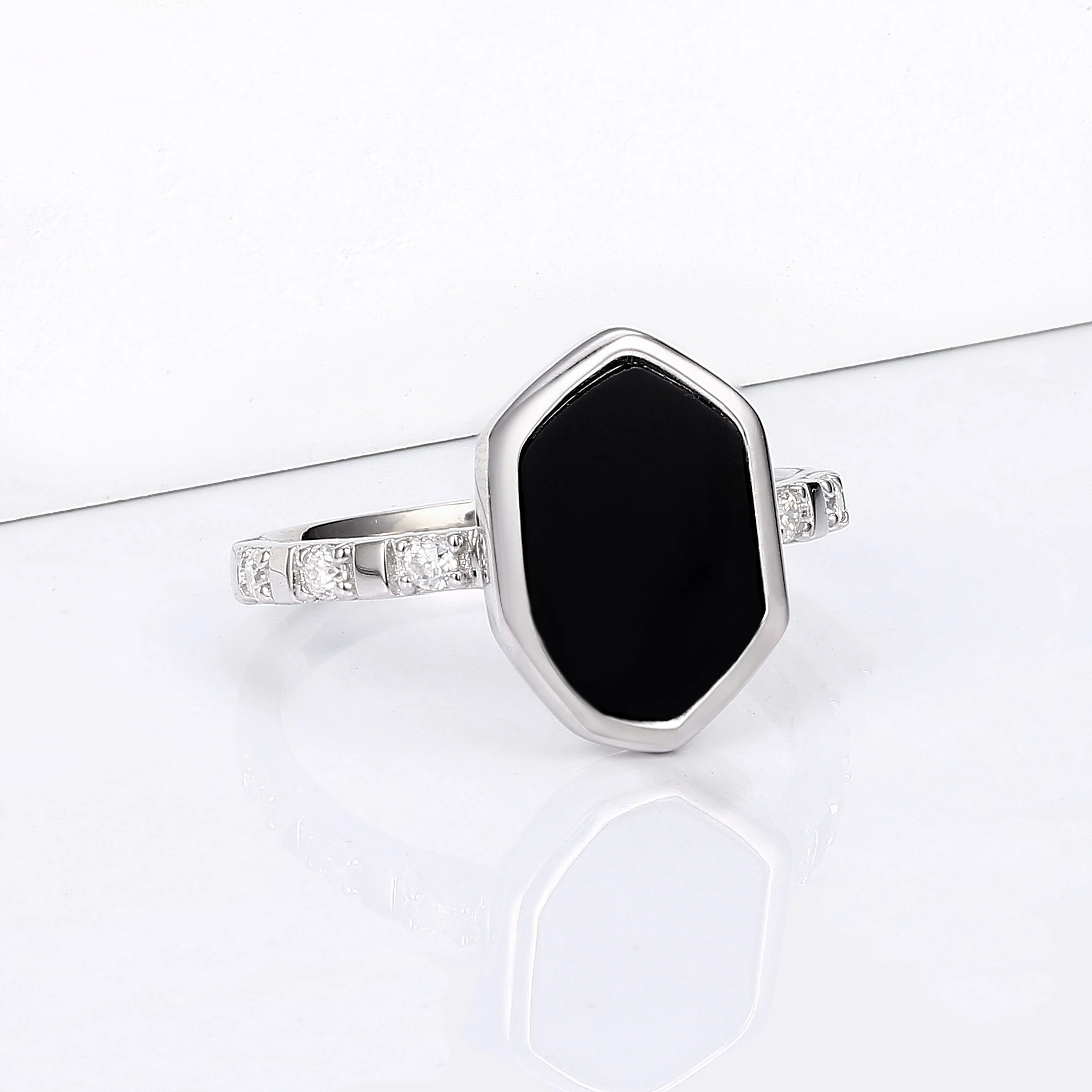 CHARMING Personalized Black Onyx Rings Moissanite Inlays for Women Men 925 Sterling Silver Party Fine Jewelry Gifts Hot Sale - Image 4