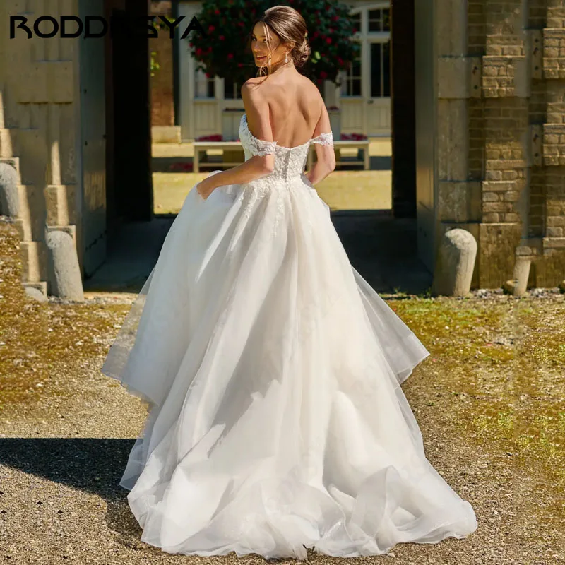 RODDRSYA Saudi Arabia Wedding Dresses V-Neck Backless A-line فستان حفلات الزفاف Off Shoulder Sweetheart Elegant Lace For Bride