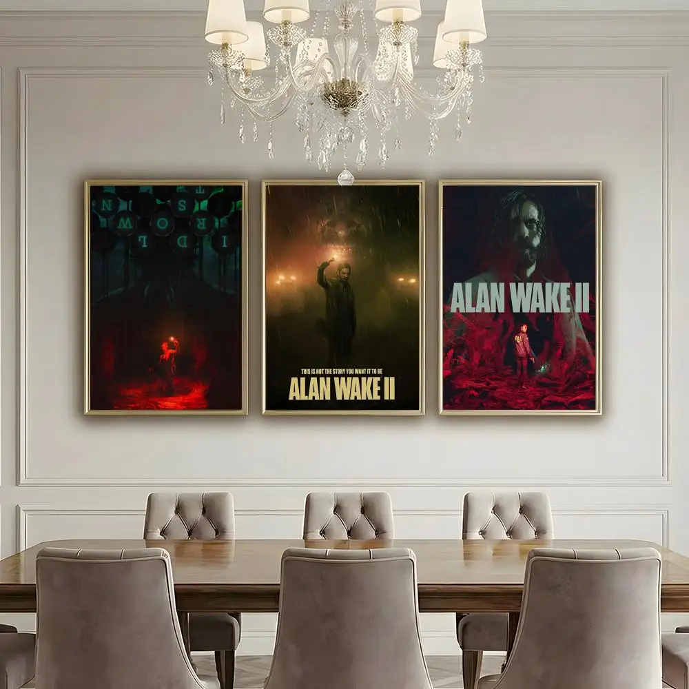 A-Alan W-Wake2 Horror Game Poster HD Waterproof High-Toughness Self-Adhesive Wall Decor Universal