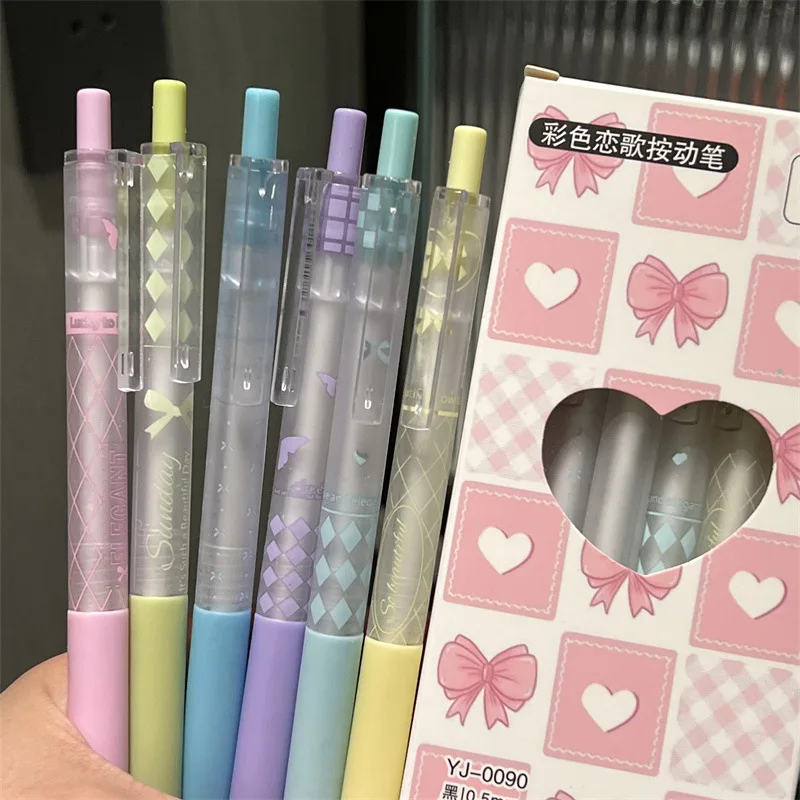 

60pcs Cute Gel Pens for Girls Frosted Bow Pens Set Black Ink Pens for Writing School Supplies Wholesale Kawaii Stationery Items