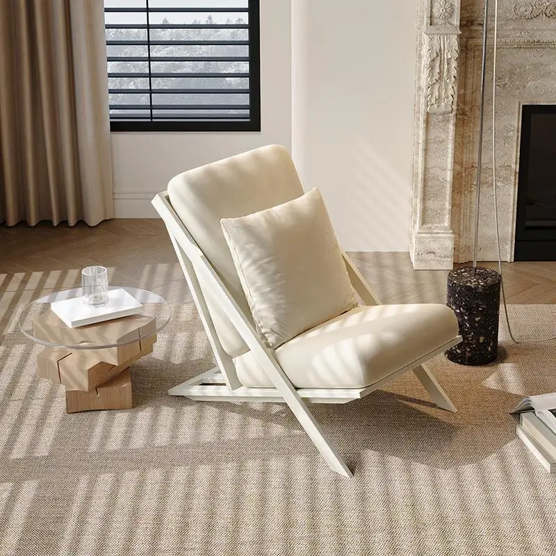 

Medieval Cream Wind Leisure Single Sofa Wabi **** Wind Homestay Balcony Leisure Lazy Back Reclining