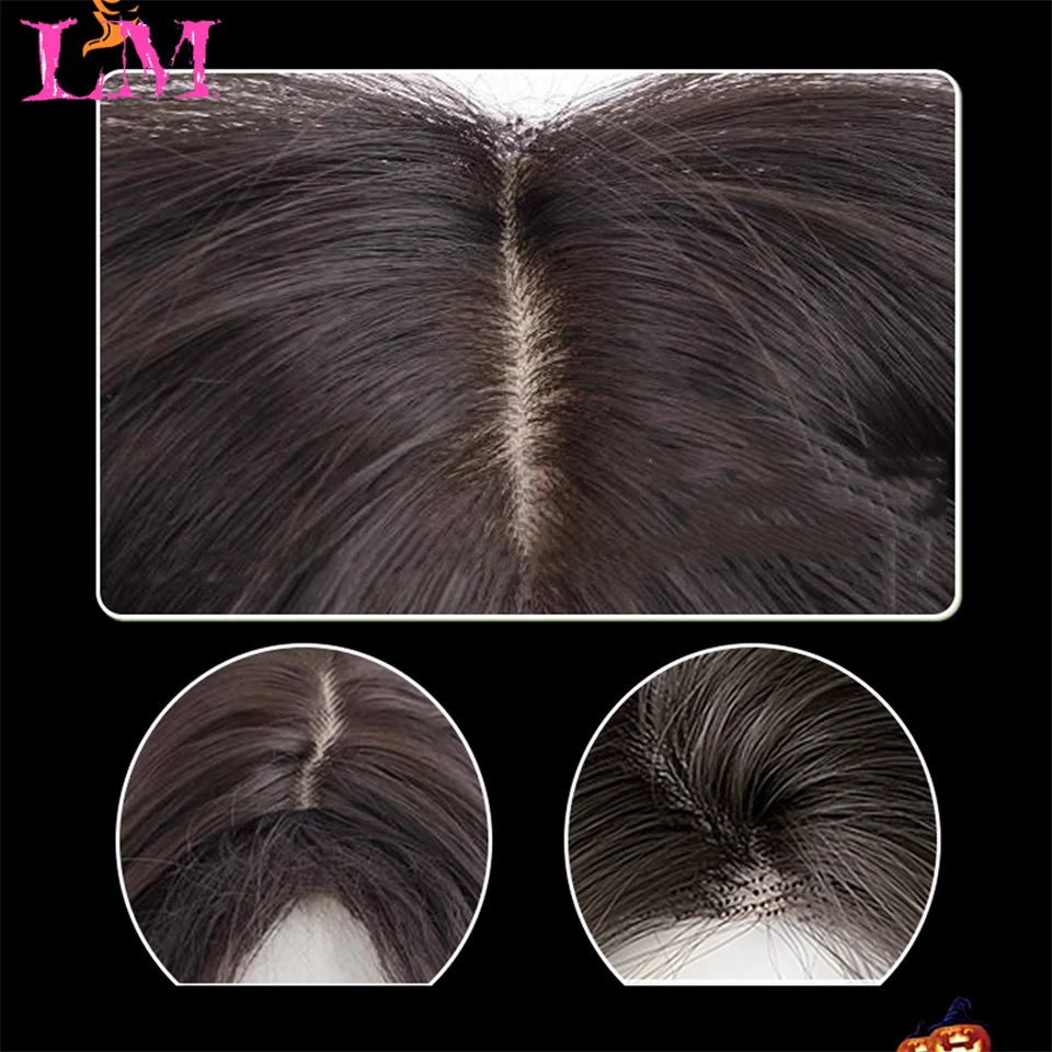 LM الاصطناعية اللون الأزرق بيروكات صناعية الجزء الأوسط طويل شعر مستعار طبيعي متموج للنساء تأثيري سحب الملكة حفلة مقاومة للحرارة