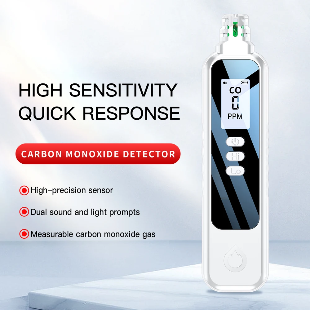 Electrochemical Sensor CO Tester 1.1inch Carbon Monoxide Detector with Sound Lihgt Alarm and Low Battery Reminder Function