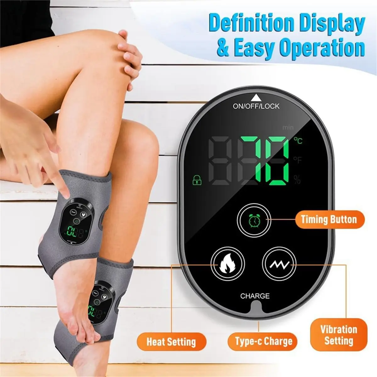 [Vend for]Ankle and Foot Massager for Pain Relief, Ankle Heating Pad with Massage, 6 Heat Levels & 3 Massage Modes with Timer