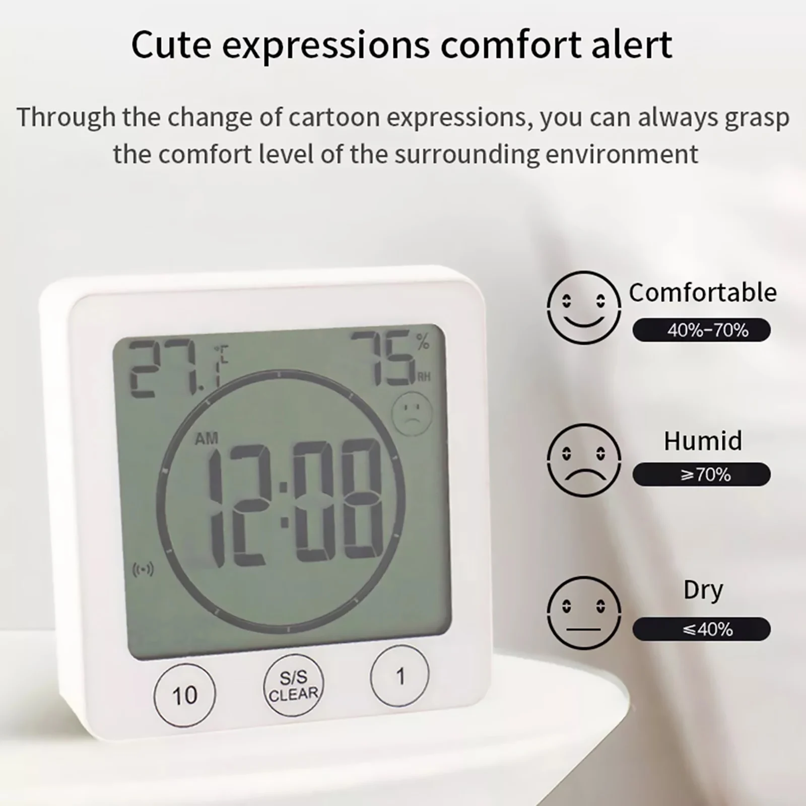 Digital Bathroom Wall Clock Shower Timer Waterproof For Water Spray LCD Screen Watch Temperature Humidity Clock For Shower Room