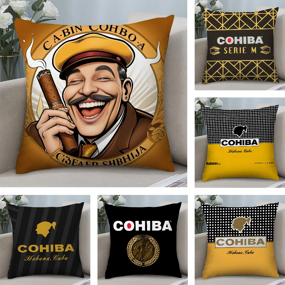 

C-CohibaS Cigars Pillow Case Short Plush Pillow Covers Sofa Decorative Gift Home Double-sided Printing Cushion Cover