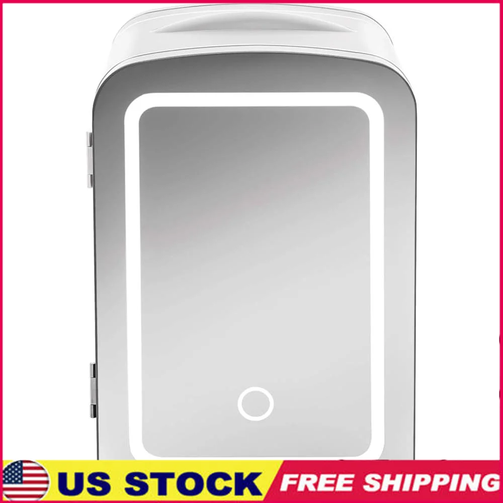 Портативный зеркальный косметический холодильник со светодиодной подсветкой, 4 л, органайзер для макияжа и ухода за кожей, теплый холодильник для дома, офиса, путешествий