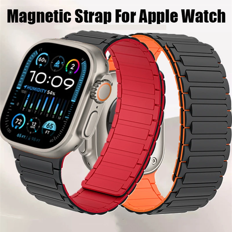 Magnetic Strap for Apple Watch Band Series 10 9 8 7 6 Se Ultra2 Silicone Bracelet iWatch 49mm 46mm 44mm 45mm 40mm 41mm 42mm 38mm