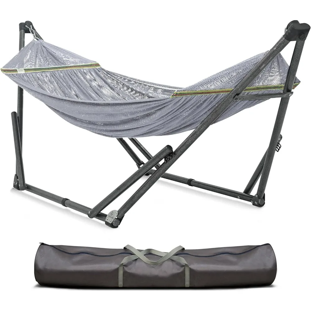 Hammock, Instant 30s Foldable Hammock Stand, 550 Lbs Capacity Portable Hammocks, 3-Year Warranty Sturdy Stand