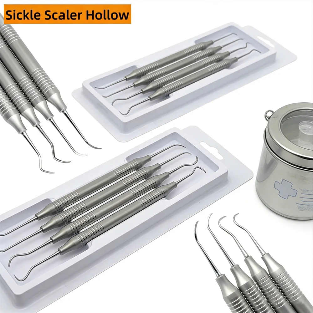 

Набор из 4 двухсторонних зубных скалеров для осмотра и чистки зубов, профессиональные стоматологические инструменты из нержавеющей стали, набор для гигиены полости рта