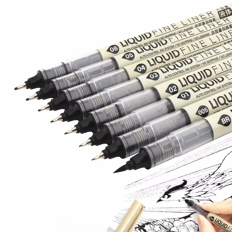 

New Big Capacity Waterproof Ink Art Markers Brush Pen Sketch Drawing comics Pigment Line Pens Office School Stationery Supplies