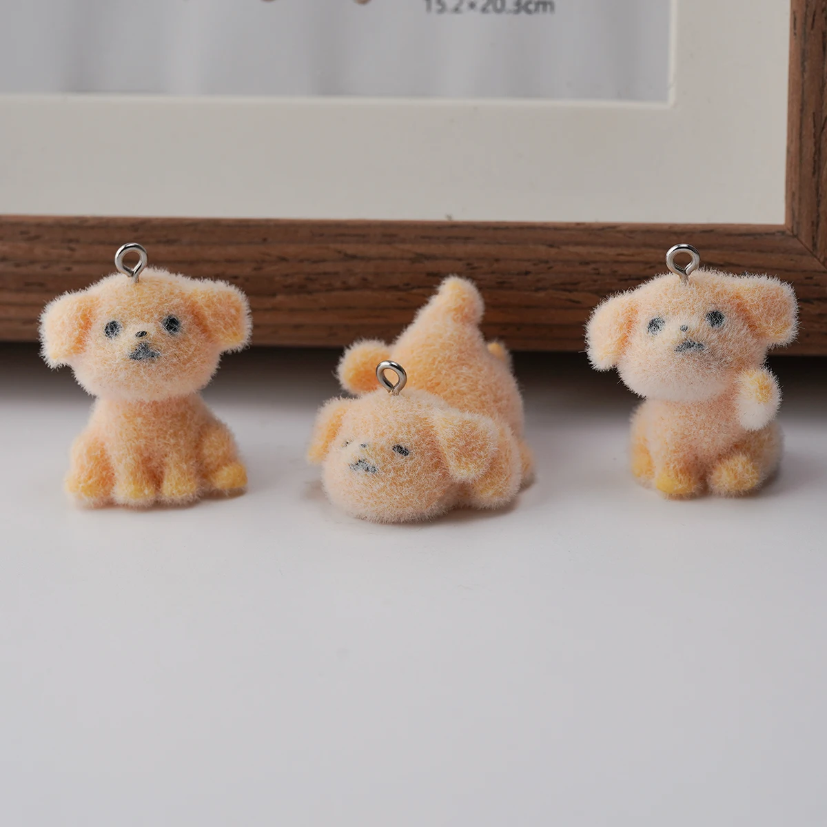 30pcs Plush Little Yellow Dog Charms Cute Resin dolls Pendants For make keychains Necklace DIY Handmade crafts Jewelry fittings