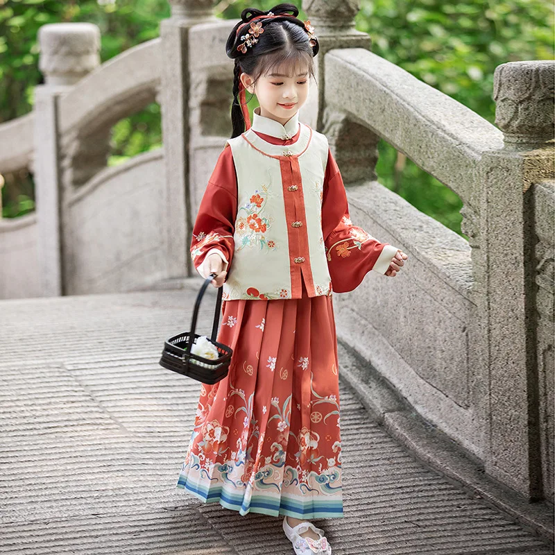 Costume de fée pour filles, robe de princesse de danse populaire traditionnelle chinoise, vêtements de Cosplay de fête pour enfants, broderie florale Hanfu