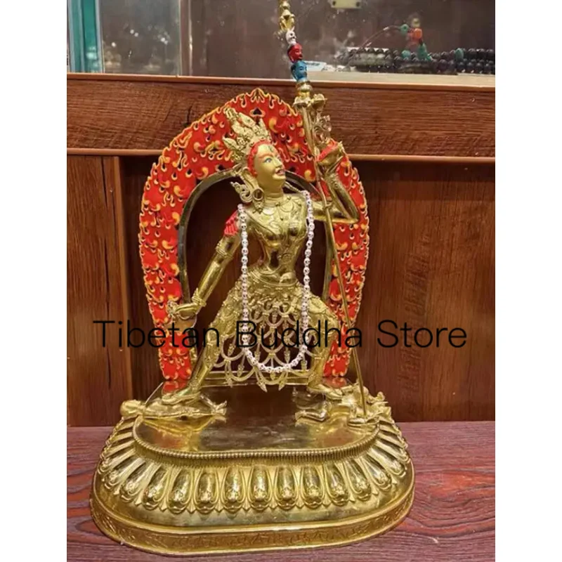 30cm Pure copper gilded Xizang Buddha Hall Naluo Kongxing Mother Dharma Protector Buddha Carque Mother