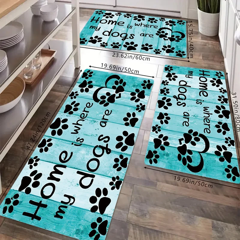 

Dog Paw Print Kitchen Carpet Washable Floor Rug for Restaurant Living Room Bedroom Kitchen Decor