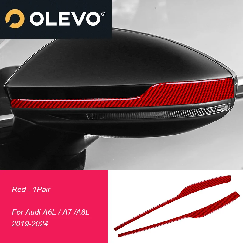 جديد لأودي A6L A7 A8L 2019 2020 2021 2022 2023 2024 2 قطعة غطاء المرايا الخلفية من الكربون الأسود ملصقات الوسادة الواقية