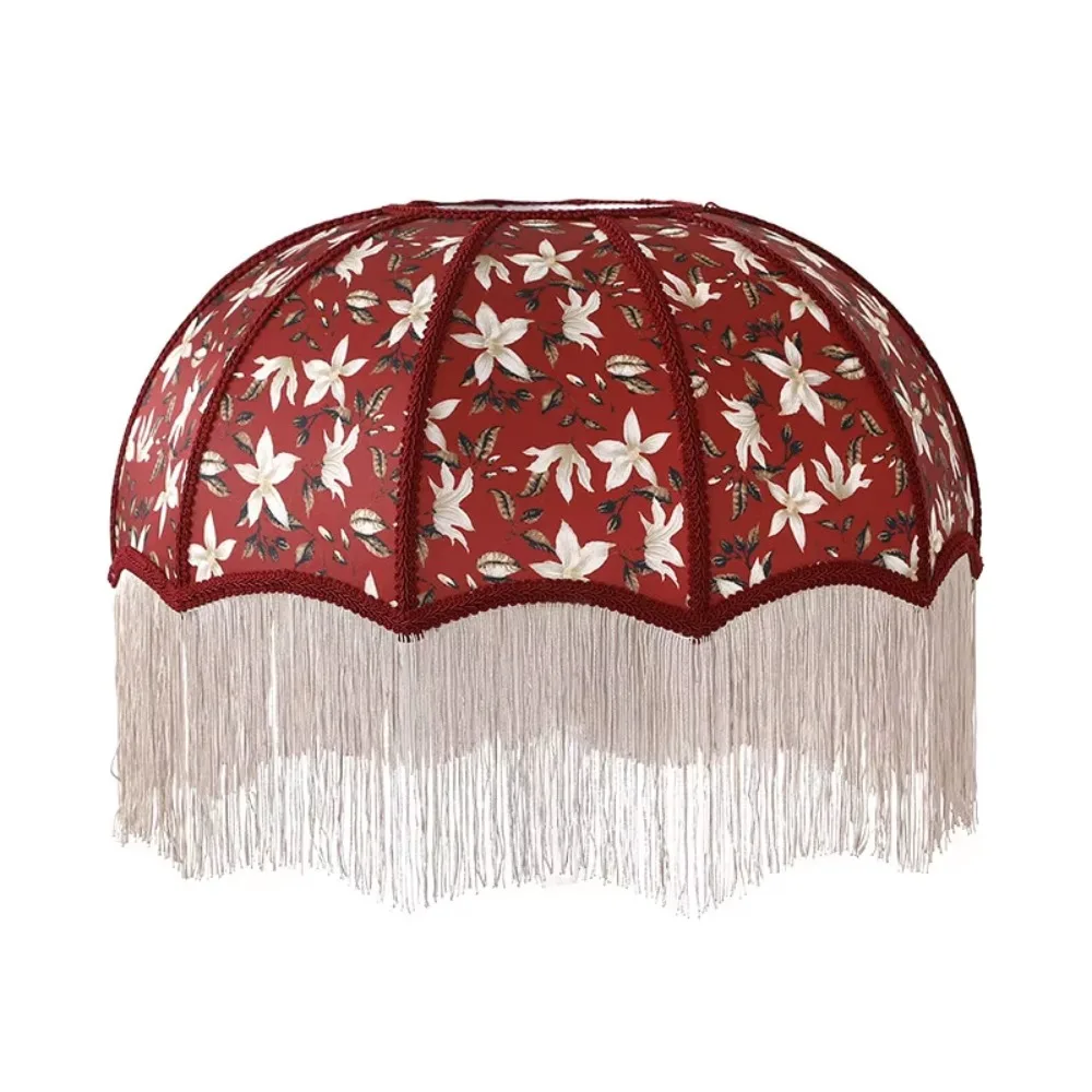20CM 25CM 30CM Fabric Lampshade Vintage Style European-style Tassels E27 Lampshade Easy To Replace Premium Feel Retro Lampshade