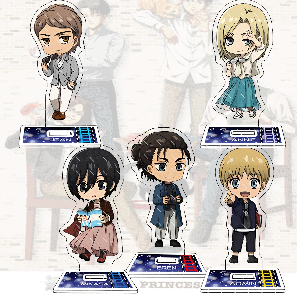 Anime Attack on Titan 10cm Acrylic Stand Double-sided HD Levi Eren Mikasa Desktop Decor Limited Sale keychain
