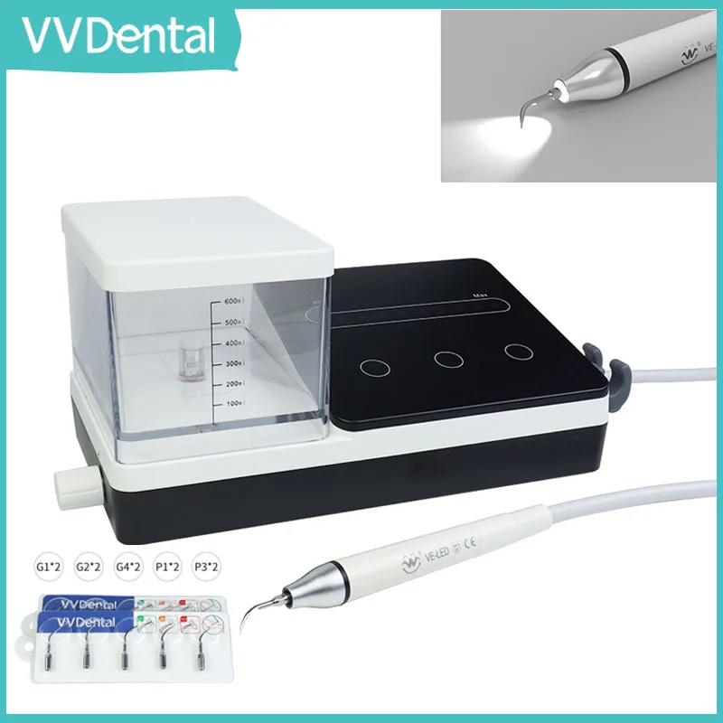 VV Dental Portable Ultrasound Scaler with Power off Memory Portable LED Ultrasonic Equipped with 600ml Water Tank Tooth Cleaner