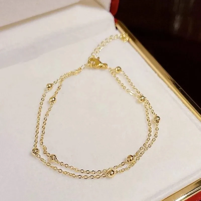 Vintage Gold Plated Small Ball Bracelet for Women Adjustable Link Bracelets Women Statement Chain Jewelry  Gifts