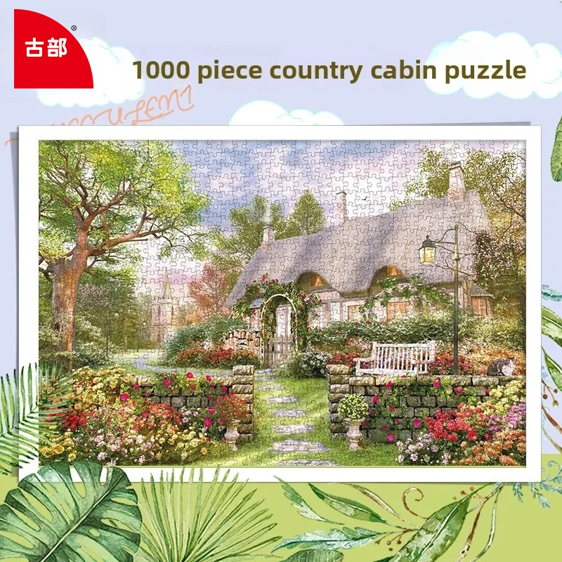 Gubu 1000-delige huisje landschapspuzzel, geavanceerde moeilijkheidsgraad voor volwassenen, rustgevend geestspel, klaar om cadeau thuis muurkunst