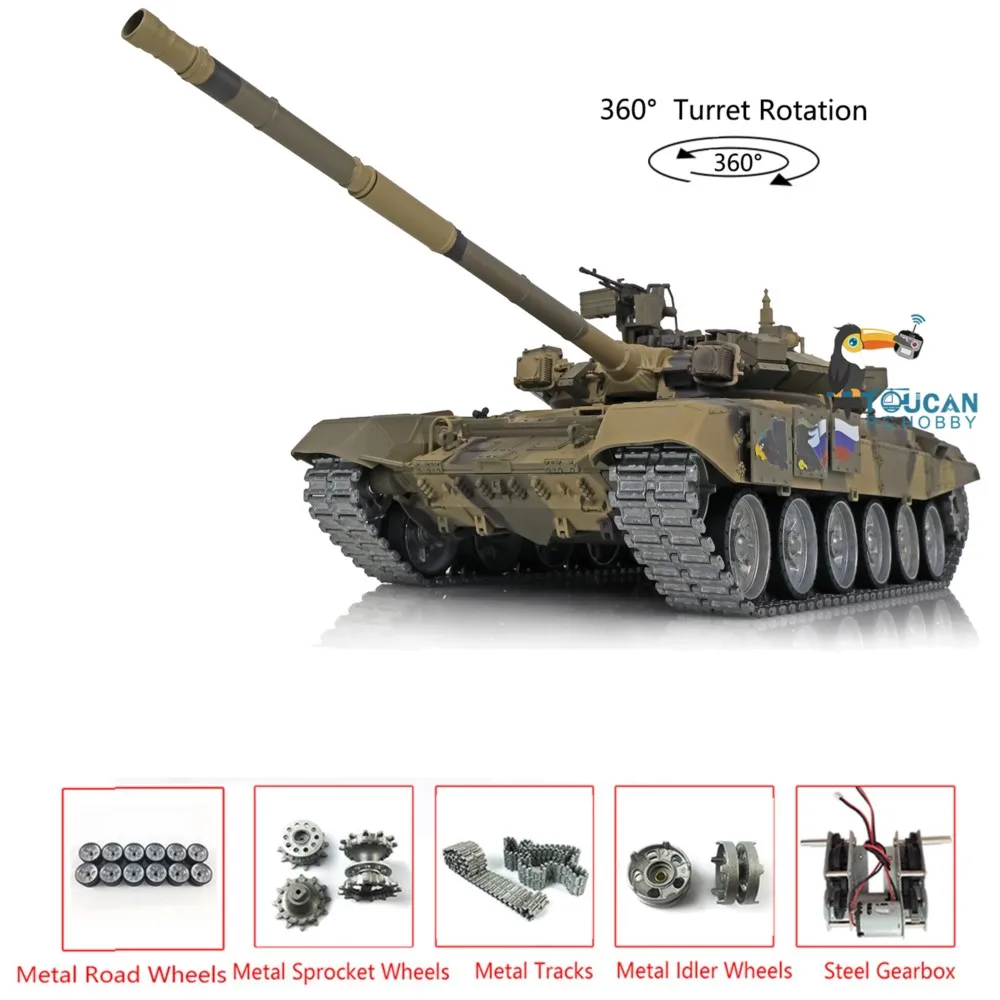 Vente américaine Henglong 1/16 7.0 personnalisé russie T90 RC Tank 3938 360 °   Pistes métalliques à tourelle