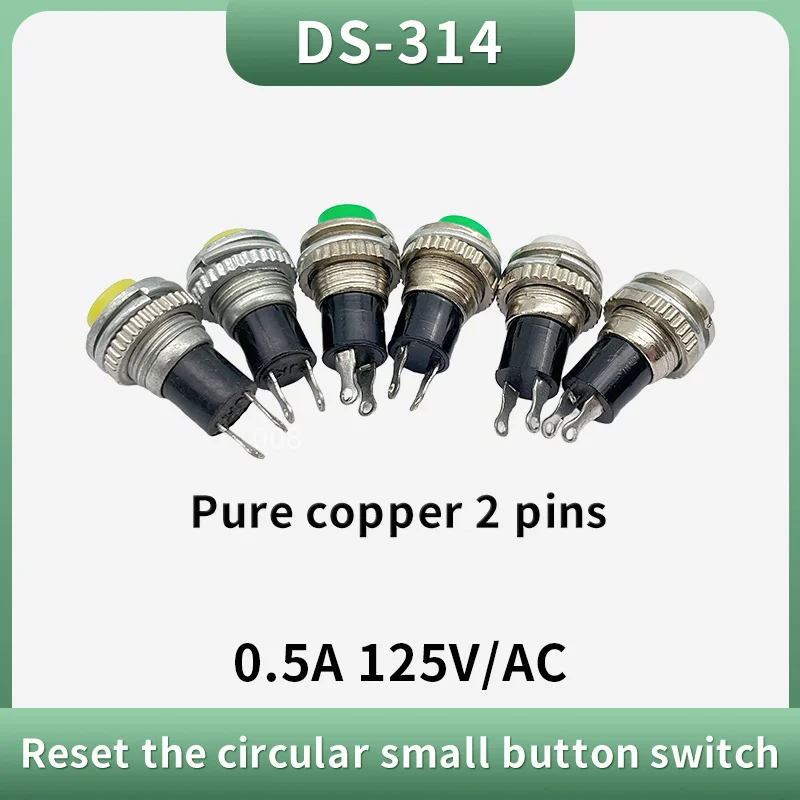 6PCS DS-314 Lockless Self Reset 10mm Small Button Switch Door Bell Horn Power Start Button