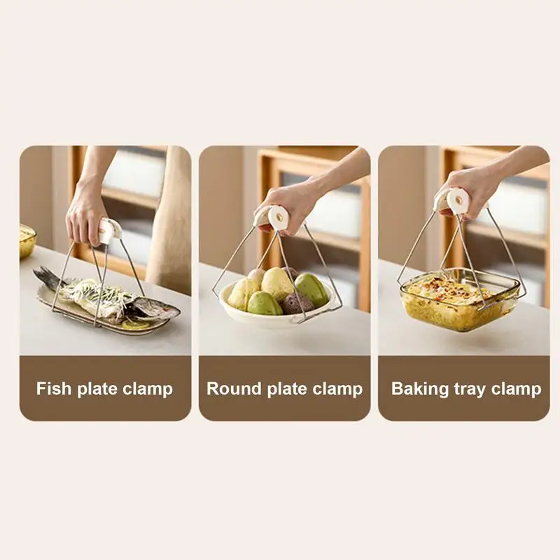 Pinza per ciotola, pinza per piatto, utensile da cucina, pinza anti-caldo in acciaio inossidabile, clip per ciotola per spostare piatti caldi o ciotole