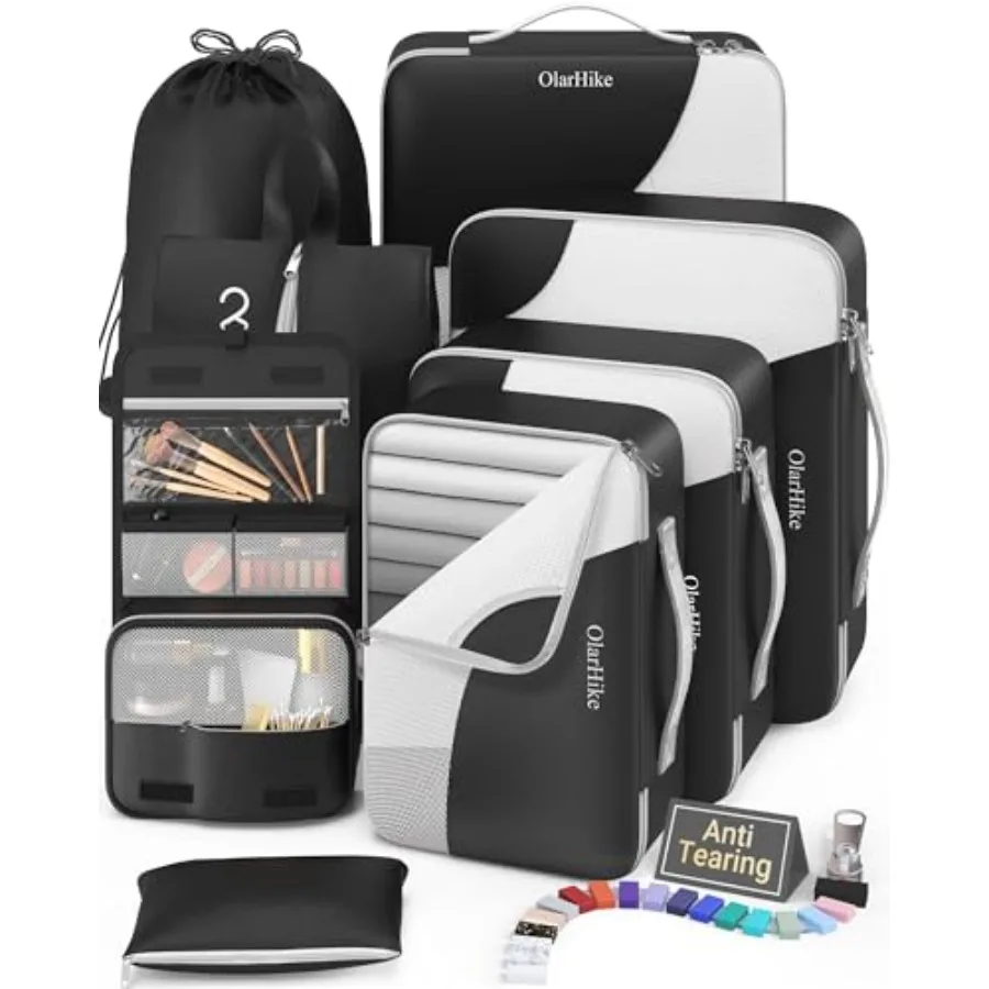 

8 Set Packing Cubes for Travel Gifts for Men Anti-Tearing Suitcase Organizer for Luggage with Shoe Hanging Toiletry Bag Vacatio