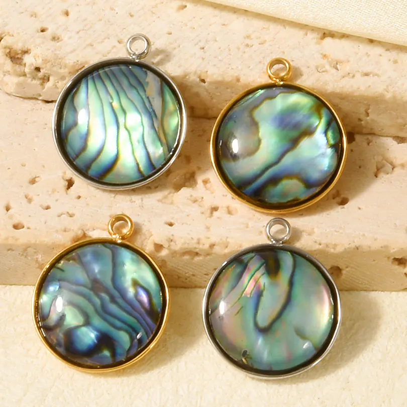 10pcs New Irregular Geometry Natural Abalone Shell Pendant Gold Color Stainless Steel Charms For Women Men Diy Jewelry Making